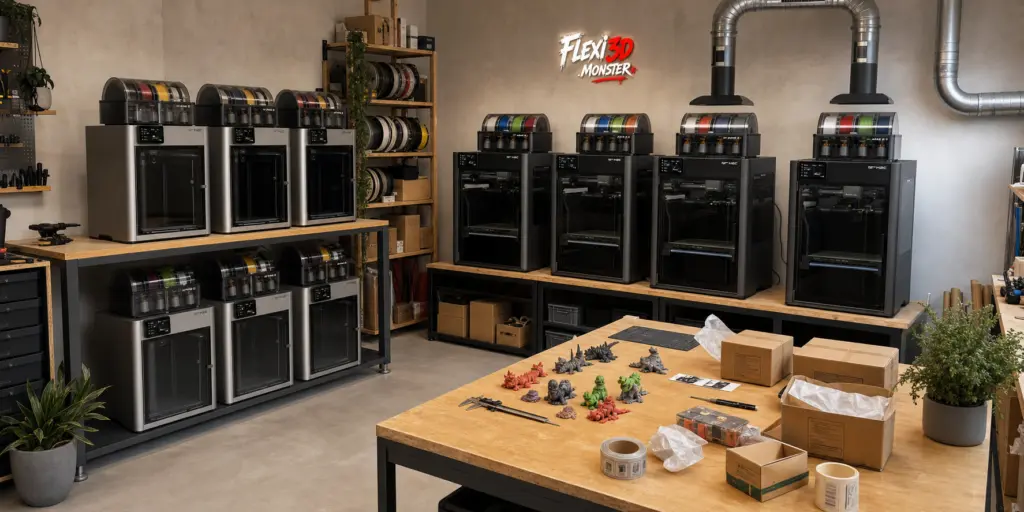 Výrobní dílna flexi3D.monster s FDM 3D tiskárnami